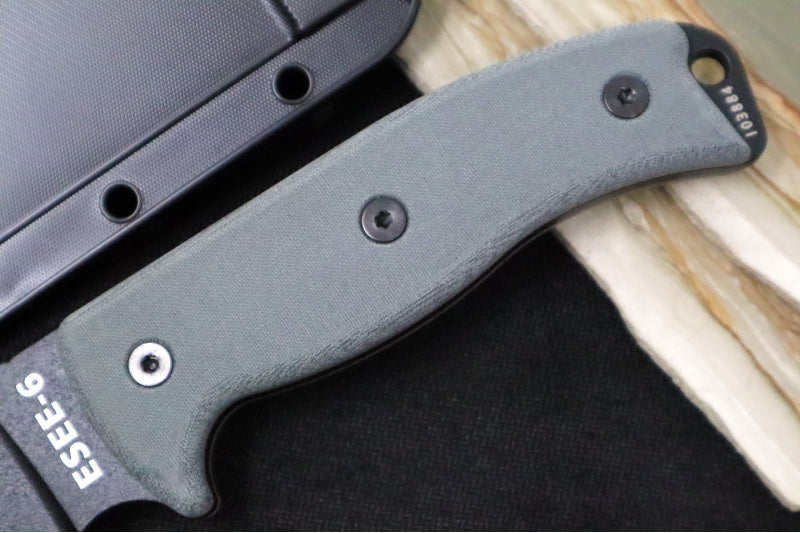 Esee Knives Model 6 - Black Canvas Micarta Handle / 1095 Steel / Black Textured Powdered Blade / Black Molded Polymer Sheath 6P-B - Northwest Knives