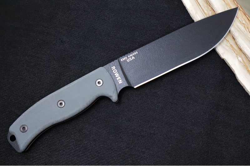 Esee Knives Model 6 - Black Canvas Micarta Handle / 1095 Steel / Black Textured Powdered Blade / Black Molded Polymer Sheath 6P-B - Northwest Knives