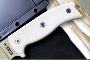 Esee Knives Model 6 - Tan Canvas Micarta Handle / 1095 Steel / Tan Textured Powdered Blade / Black Molded Polymer Sheath 6P-DE - Northwest Knives