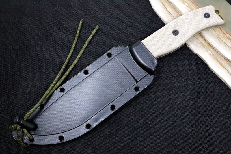 Esee Knives Model 6 - Tan Canvas Micarta Handle / 1095 Steel / Tan Textured Powdered Blade / Black Molded Polymer Sheath 6P-DE - Northwest Knives