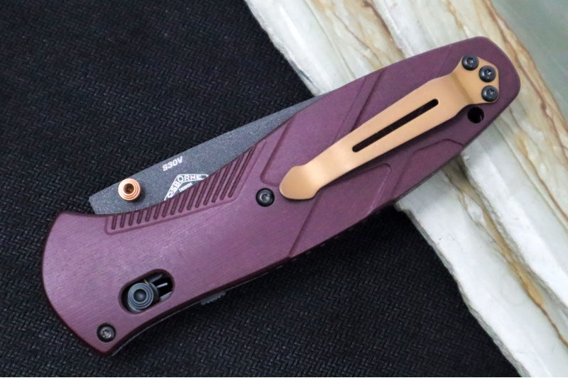 Benchmade 581BK-04 Barrage Assisted Open - Drop Point Blade / CPM-S30V Steel / Cobalt Cerakote Finish / Redstone Richlite Handle