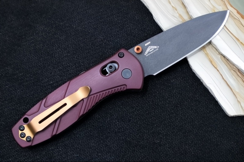 Benchmade 585BK-04 Mini-Barrage Assisted Open - CPM-S30V / Cobalt Cerakote Finish / Redstone Richlite Handle - Northwest Knives