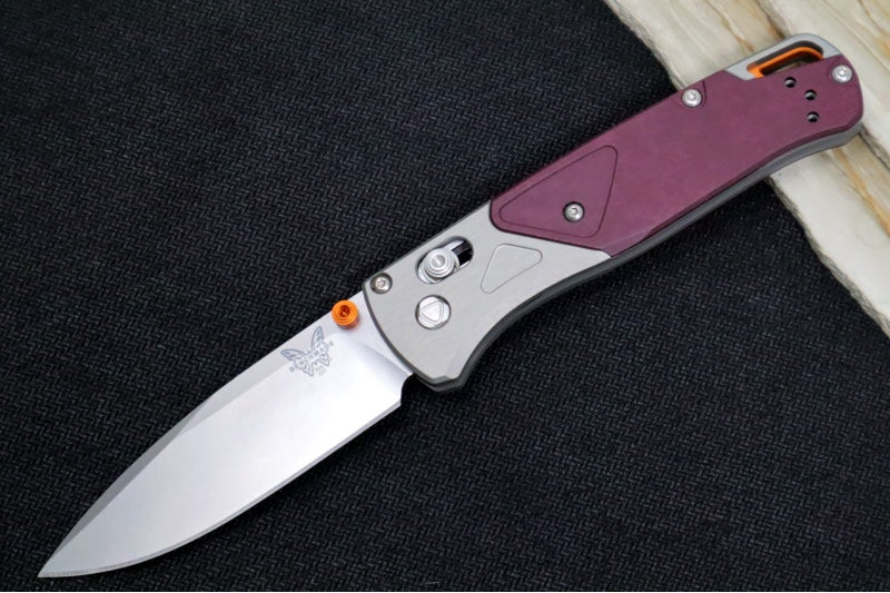 Benchmade 535-09 Bugout - CPM-S90V Steel / Drop Point Blade / Stonewashed Finish / Grey Aluminum & Red Richlite Handle - Northwest Knives