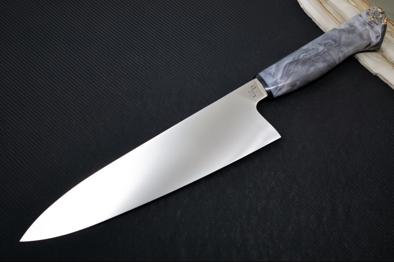 Corey Dunlap Custom Knives - 8.5" Chef's Knife - Western Chef Styled Burlwood Handle ZC00062458