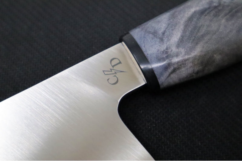 Corey Dunlap Custom Knives - 8.5" Chef's Knife - Western Chef Styled Burlwood Handle ZC00062458