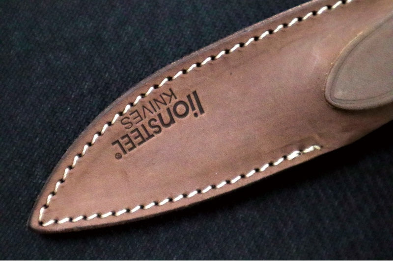 Lionsteel Willy Fixed Blade - White Canvas Micarta Handle / M390 Steel / Leather Sheath WL1-MW