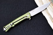Lionsteel Skinny Integral Flipper - Drop Point Blade / CPM-Magnacut Steel / Green Aluminum Handles with Green Canvas Micarta Inlay SK01AGS - Northwest Knives