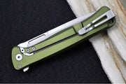 Lionsteel Skinny Integral Flipper - Drop Point Blade / CPM-Magnacut Steel / Green Aluminum Handles with Green Canvas Micarta Inlay SK01AGS - Northwest Knives