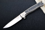 Lionsteel Skinny Integral Flipper - Drop Point Blade / CPM-Magnacut Steel / Grey Titanium Handles with Black Carbon Fiber Inlays SK01GY - Northwest Knives