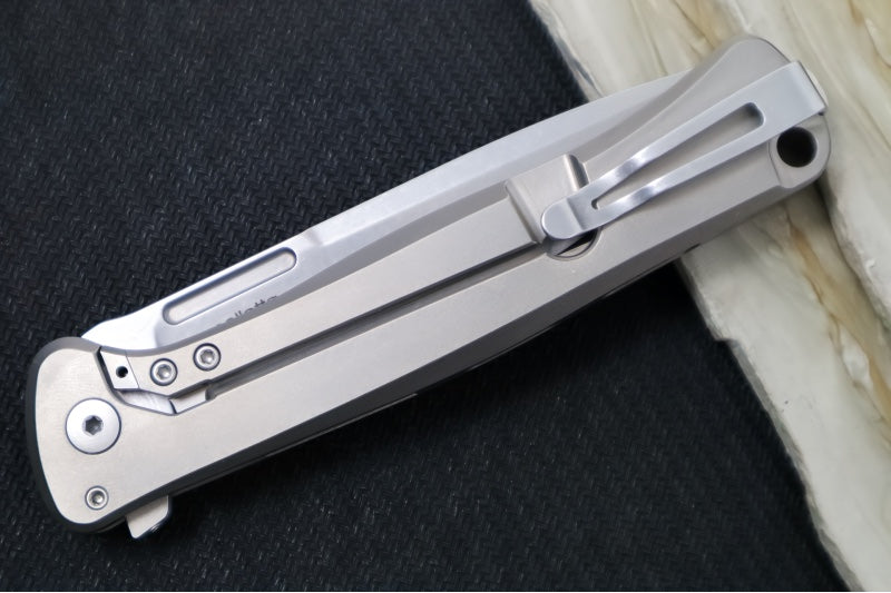 Lionsteel Skinny Integral Flipper - Drop Point Blade / CPM-Magnacut Steel / Grey Titanium Handles with Black Carbon Fiber Inlays SK01GY