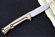 Lionsteel Skinny Integral Flipper - Drop Point Blade / CPM-Magnacut Steel / Bronzed Anodized Titanium Handles with Gold Dark Matter Carbon Fiber Inlay SK01BR - Northwest Knives