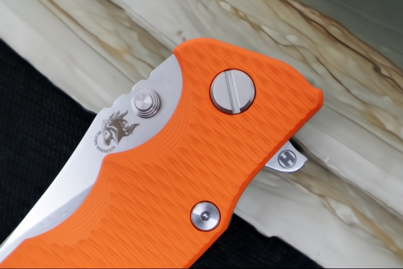 Rick Hinderer Knives Eklipse 3.5" - Hollow Ground Slicer Blade / CPM-S45VN Steel / Orange G-10 & Titanium Handle ZC00062463 - Northwest Knives