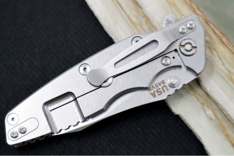 Rick Hinderer Knives Eklipse 3.5" - Hollow Ground Slicer Blade / CPM-S45VN Steel / Orange G-10 & Titanium Handle ZC00062463