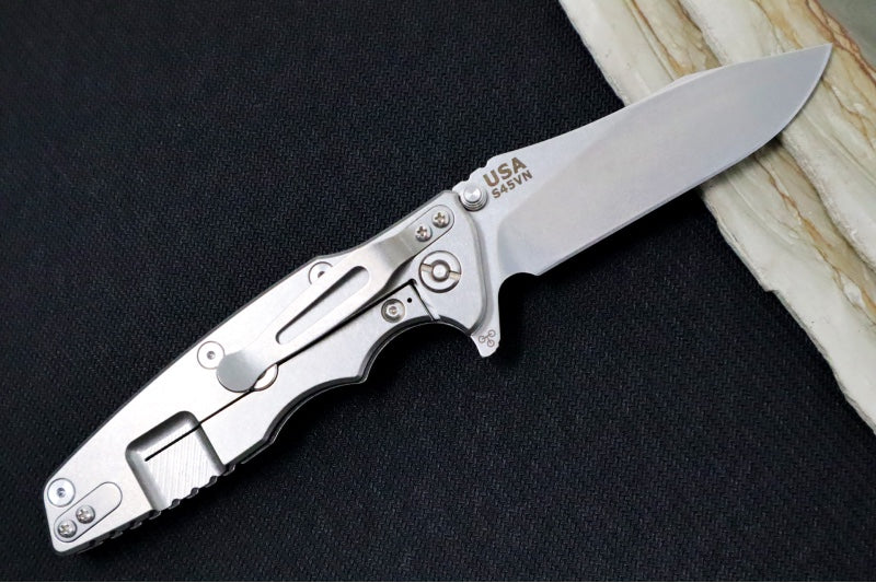 Rick Hinderer Knives Eklipse 3.5" - Hollow Ground Slicer Blade / CPM-S45VN Steel / Black G-10 & Titanium Handle ZC00062464