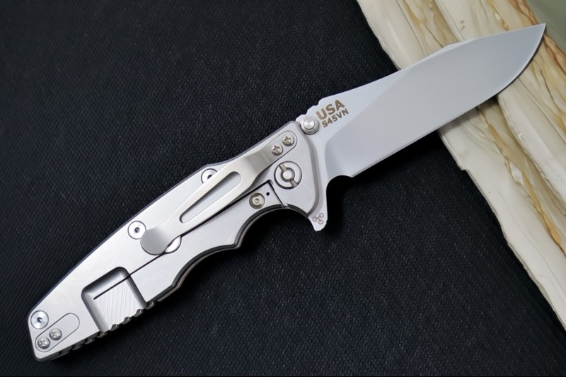 Rick Hinderer Knives Eklipse 3.5" - Hollow Ground Slicer Blade / CPM-S45VN Steel / Coyote Tan G-10 & Titanium Handle ZC00062462
