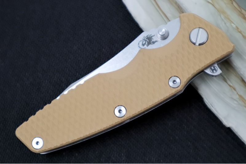 Rick Hinderer Knives Eklipse 3.5" - Hollow Ground Slicer Blade / CPM-S45VN Steel / Coyote Tan G-10 & Titanium Handle ZC00062462