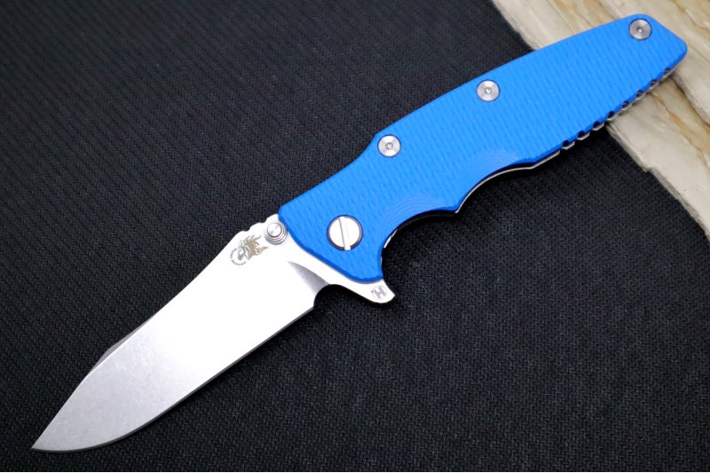 Rick Hinderer Knives Eklipse 3.5" - Hollow Ground Slicer Blade / CPM-S45VN Steel / Blue G-10 & Titanium Handle ZC00062461