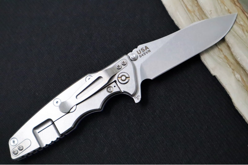 Rick Hinderer Knives Eklipse 3.5" - Hollow Ground Slicer Blade / CPM-S45VN Steel / Blue G-10 & Titanium Handle ZC00062461