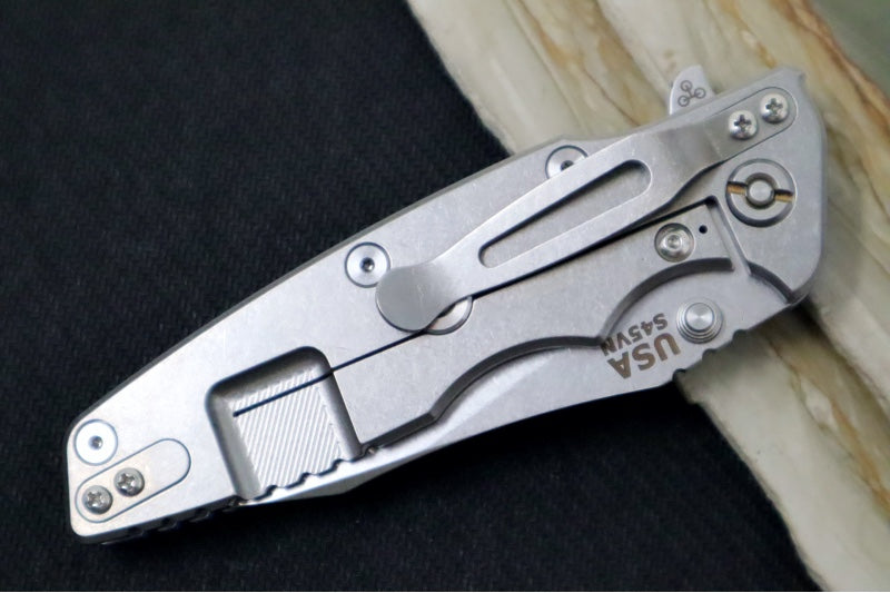 Rick Hinderer Knives Eklipse 3.5" - Hollow Ground Slicer Blade / CPM-S45VN Steel / Blue G-10 & Titanium Handle ZC00062461