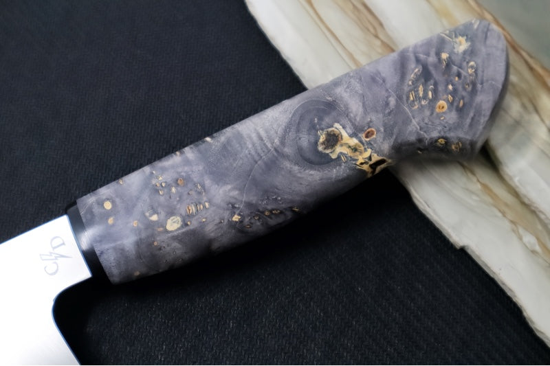 Corey Dunlap Custom Knives - 8.5" Chef's Knife - Western Chef Styled Burlwood Handle ZC00062455