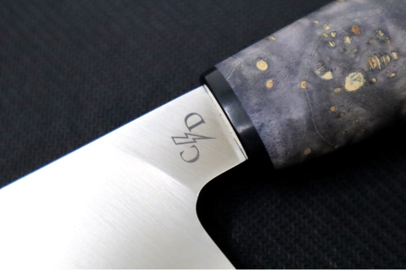 Corey Dunlap Custom Knives - 8.5" Chef's Knife - Western Chef Styled Burlwood Handle ZC00062455