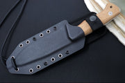 Lionsteel T6 Fixed Blade Hunting Knife - Natural Canvas Micarta Handle / Stonewash Finish / CPM-3V Steel T6-CVN-3V - Northwest Knives