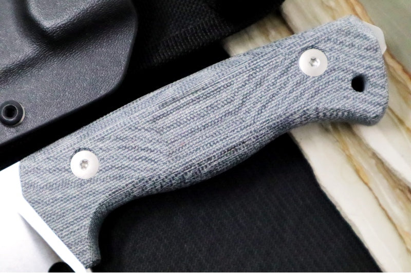 Lionsteel T6 Fixed Blade Hunting Knife - Black Canvas Micarta Handle / Stonewash Finish / CPM-3V Steel T6-CVB-3V