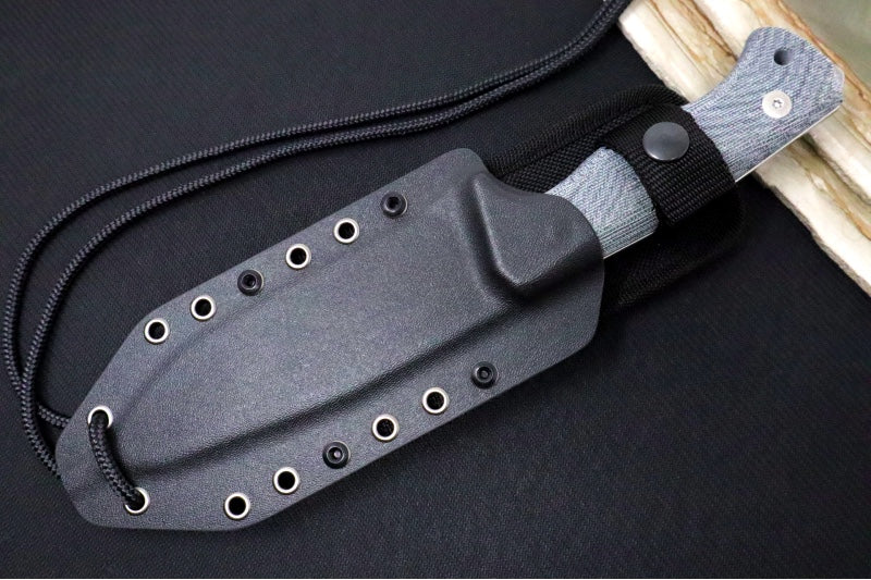 Lionsteel T6 Fixed Blade Hunting Knife - Black Canvas Micarta Handle / Stonewash Finish / CPM-3V Steel T6-CVB-3V