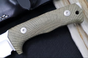 Lionsteel T5 Fixed Blade -  Green Canvas Micarta Handle / Niolox Steel / Black Leather Sheath T5 CVG - Northwest Knives