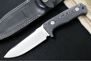 Lionsteel T5 Fixed Blade -  Black Canvas Micarta Handle / Niolox Steel / Black Leather Sheath T5 CVB - Northwest Knives