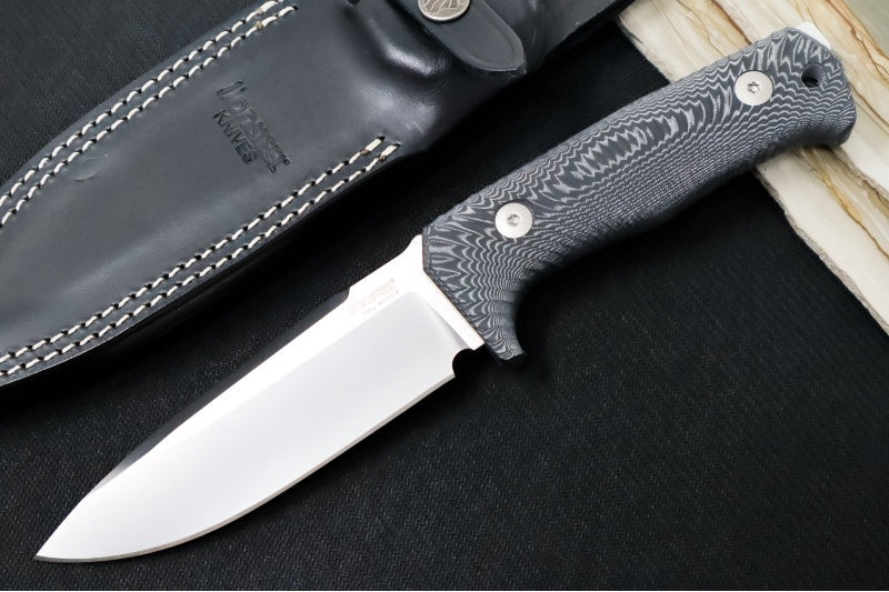 Lionsteel T5 Fixed Blade -  Black Canvas Micarta Handle / Niolox Steel / Black Leather Sheath T5 CVB