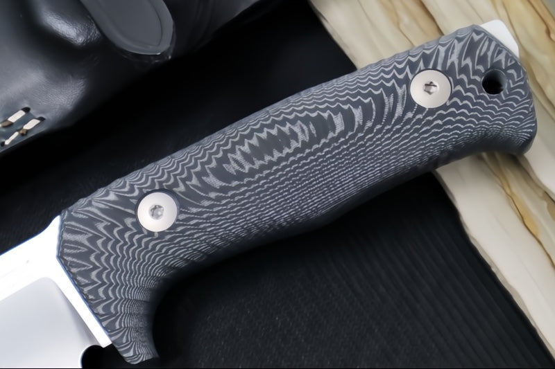 Lionsteel T5 Fixed Blade -  Black Canvas Micarta Handle / Niolox Steel / Black Leather Sheath T5 CVB