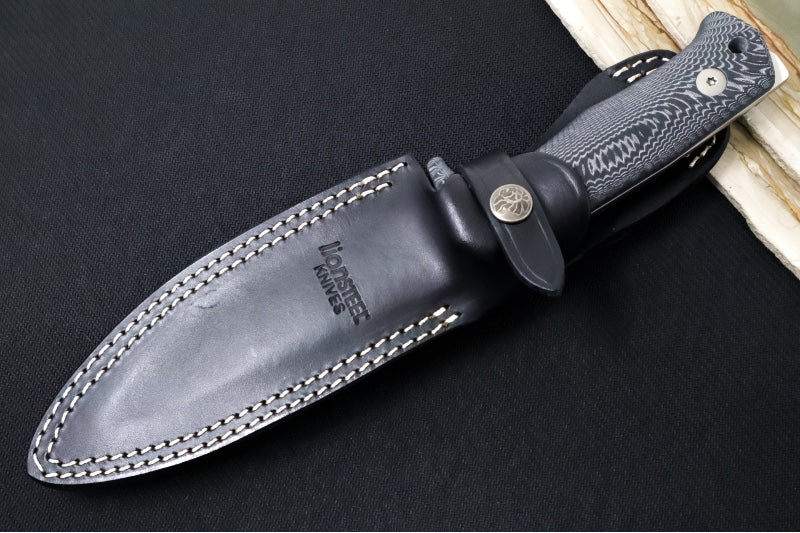 Lionsteel T5 Fixed Blade -  Black Canvas Micarta Handle / Niolox Steel / Black Leather Sheath T5 CVB