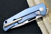 Lionsteel Q4ttro Flipper - Drop Point Blade / CPM-Magnacut Steel / Blue Anodized Titanium Handle with Fat Carbon Fiber Inlays Q4 BL - Northwest Knives