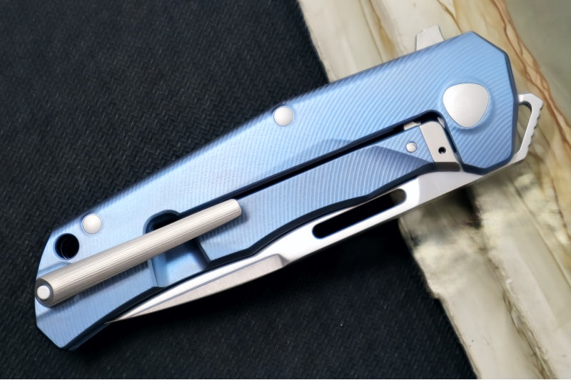 Lionsteel Q4ttro Flipper - Drop Point Blade / CPM-Magnacut Steel / Blue Anodized Titanium Handle with Fat Carbon Fiber Inlays Q4 BL - Northwest Knives