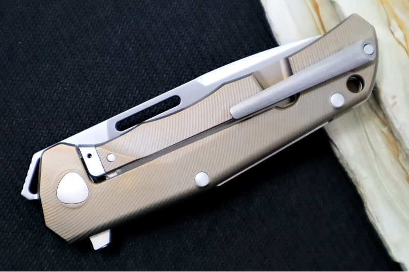 Lionsteel Q4ttro Flipper - Drop Point Blade / CPM-Magnacut Steel / Bronze Anodized Titanium Handle with Fat Carbon Fiber Inlays Q4 BR