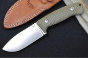 Lionsteel M3 Hunting Knife - Green Micarta Handle / Satin Niolox Steel / Brown Leather Sheath M3 CVG - Northwest Knives
