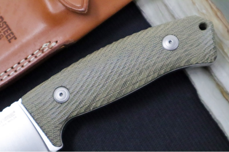 Lionsteel M3 Hunting Knife - Green Micarta Handle / Satin Niolox Steel / Brown Leather Sheath M3 CVG