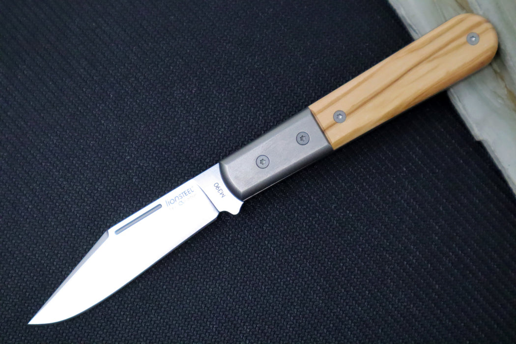 Lionsteel Barlow Slipjoint - Olive Wood Handle / M390 Steel / Clip Point Blade / Satin Finish CK0112UL