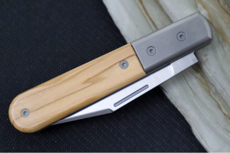 Lionsteel Barlow Slipjoint - Olive Wood Handle / M390 Steel / Clip Point Blade / Satin Finish CK0112UL - Northwest Knives