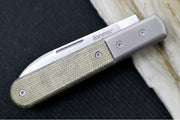 Lionsteel Barlow Slipjoint - Green Canvas Micarta Handle / M390 Steel / Spear Point (Rounded) Blade / Satin Finish CK0115CVG - Northwest Knives