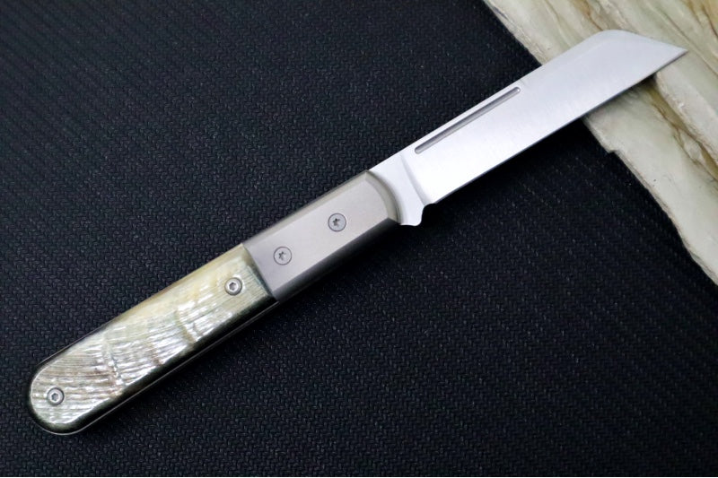 Lionsteel Barlow Slipjoint - Ram Horn Handle / M390 Steel / Sheepsfoot Blade / Satin Finish CK0115RM - Northwest Knives