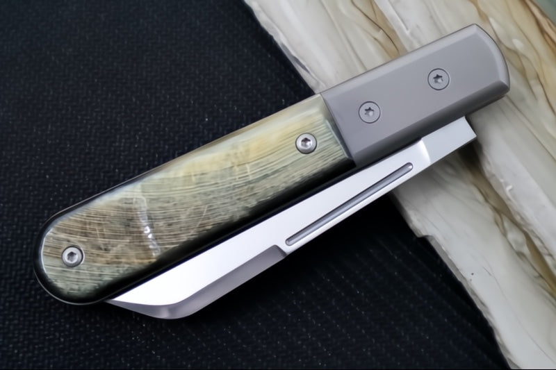 Lionsteel Barlow Slipjoint - Ram Horn Handle / M390 Steel / Sheepsfoot Blade / Satin Finish CK0115RM