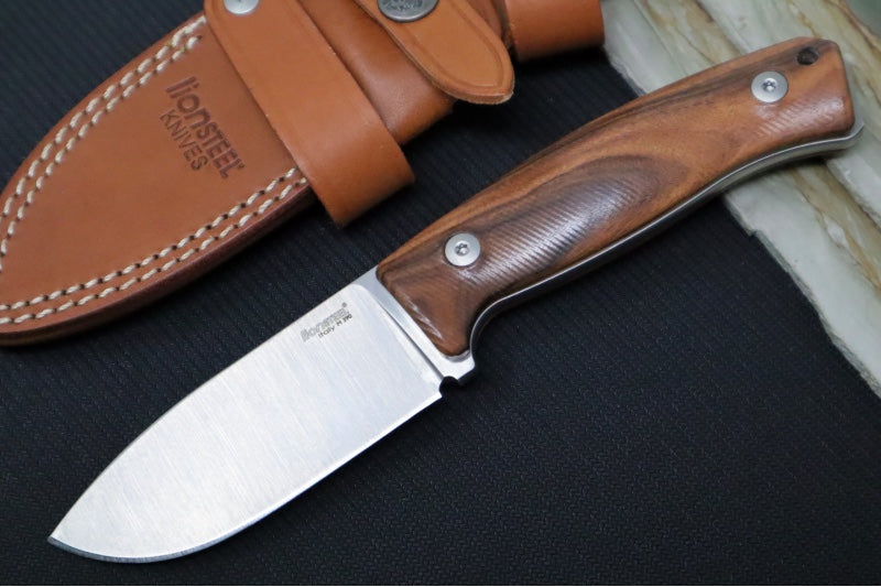 Lionsteel M2M Hunting Knife w/ Santos Wood Handle - Fixed Blade M2MST