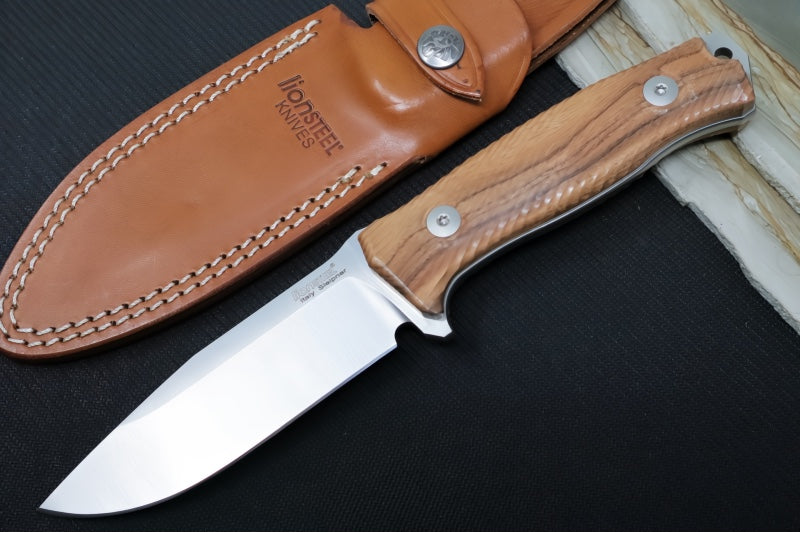 Lionsteel M5 Fixed Blade -  Santos Wood Handle / Sleipner Steel / Brown Leather Sheath M5 ST