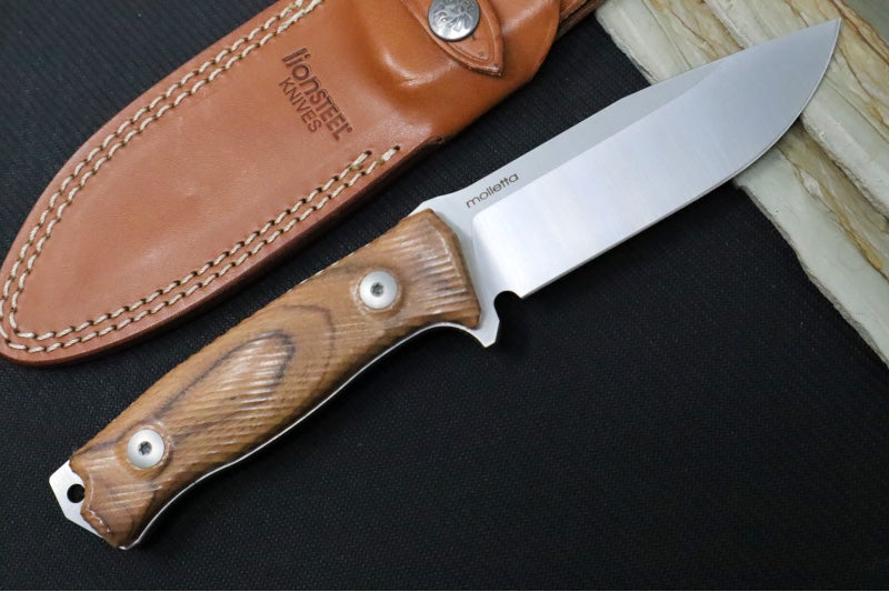 Lionsteel M5 Fixed Blade -  Santos Wood Handle / Sleipner Steel / Brown Leather Sheath M5 ST