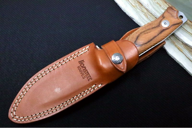 Lionsteel M5 Fixed Blade -  Santos Wood Handle / Sleipner Steel / Brown Leather Sheath M5 ST