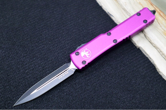 Microtech UTX-70 OTF - Violet Anodized Aluminum Handle / Black Finish / Dagger Blade 147-1VI