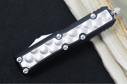 Microtech Daytona OTF - Double Edge / Stonewashed Finish / Black Anodized Aluminum Handle with Bubble Inlay 126-10BIS