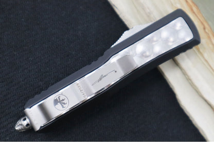 Microtech Daytona OTF - Double Edge / Stonewashed Finish / Black Anodized Aluminum Handle with Bubble Inlay 126-10BIS